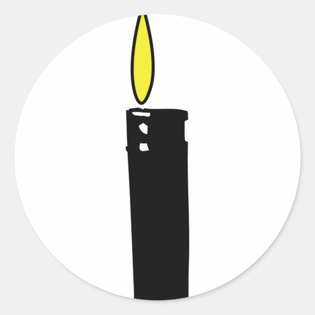 lighter with flame icon classic round sticker (Front)
