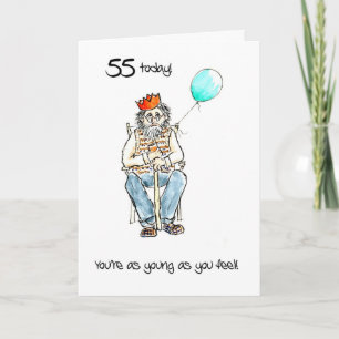 Lighthearted 55th Birthday Card for a Man