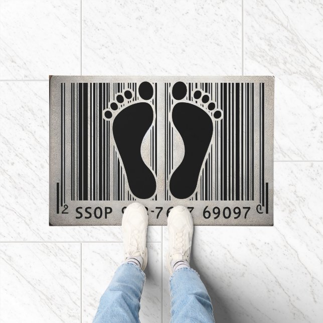 Lighthearted Footstep Barcode Funny Bar Code  Doormat (Indoor)