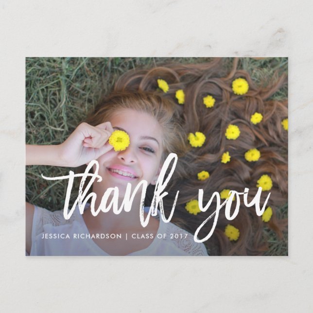 Lighthearted Thanks | Graduation Photo Thank You Postcard (Front)