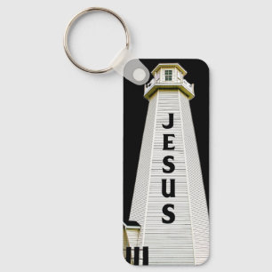 Lighthous With the Name of Jesus Key Ring
