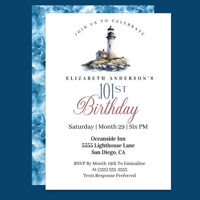 Lighthouse 101st Birthday Invitation (Creator Uploaded)