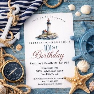 Lighthouse 101st Birthday Invitation