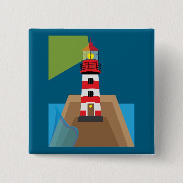 Lighthouse 15 Cm Square Badge (Front)