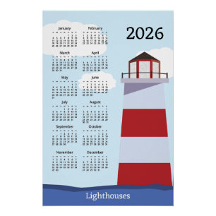 Lighthouse 2026 Calendar Poster