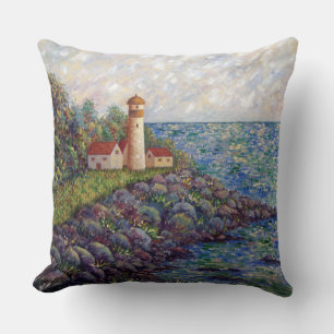 Lighthouse -2  (Original Oil Painting) Cushion