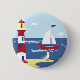 lighthouse 6 cm round badge