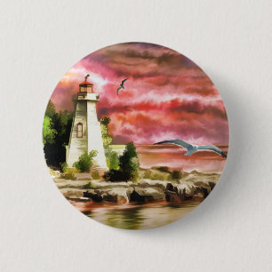 Lighthouse 6 Cm Round Badge