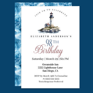 Lighthouse 98th Birthday Invitation