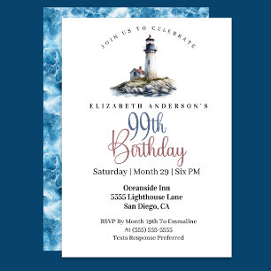 Lighthouse 99th Birthday Invitation