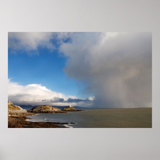 Lighthouse and approaching storm poster (Front)