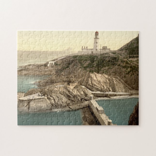 Lighthouse and Bathing Cove, Douglas, Isle of Man Jigsaw Puzzle (Horizontal)