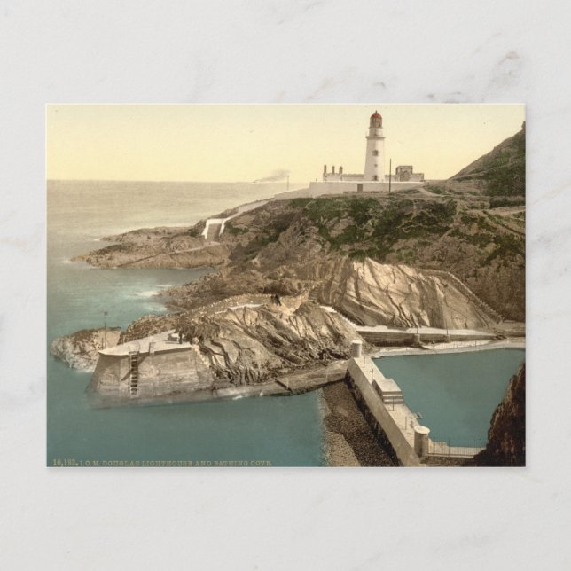 Lighthouse and Bathing Cove, Douglas, Isle of Man Postcard (Front)