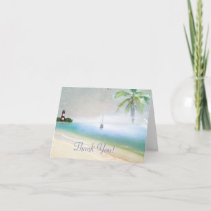 Lighthouse and Beach All Occasion Thank You Note Card