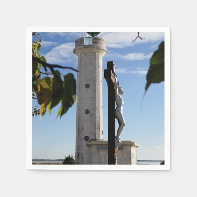 Lighthouse and calvary at Cayeux sur Mer in France Napkin (Front)