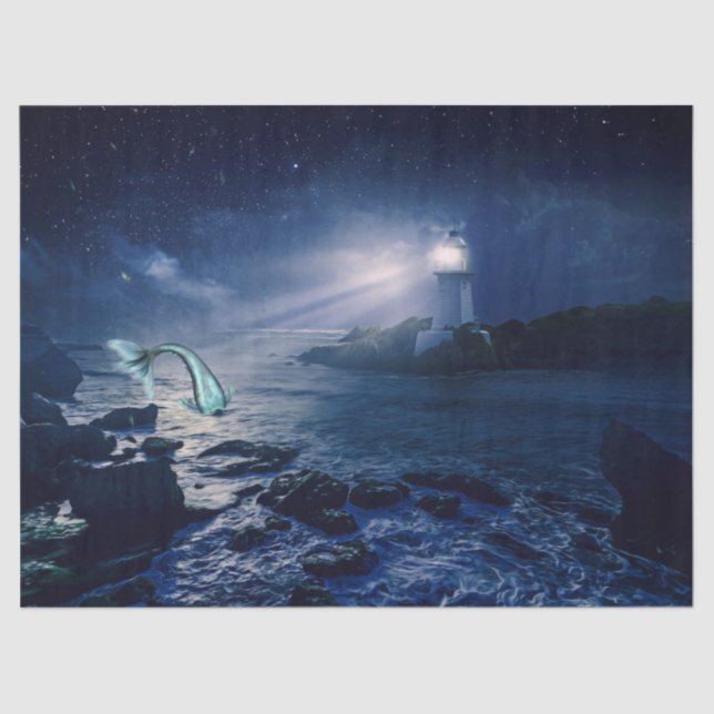 Lighthouse and Mermaid Tissue Paper (Front)