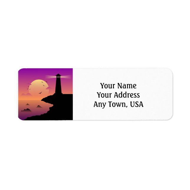 Lighthouse and Moon Return Address Labels (Front)