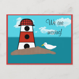 Lighthouse and Seagull Change of Address Postcard