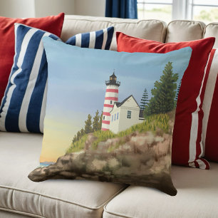 Lighthouse and Sunset Cushion