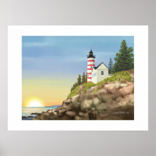 Lighthouse and Sunset Extra Large Print