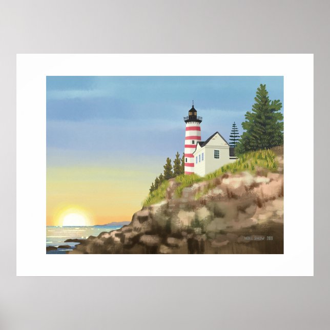 Lighthouse and Sunset Extra Large Print (Front)