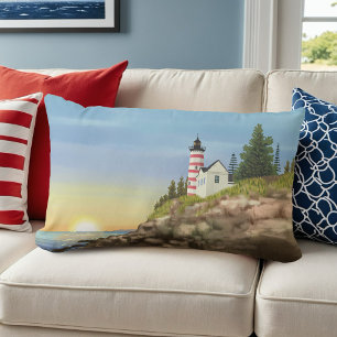 Lighthouse and Sunset Lumbar Cushion