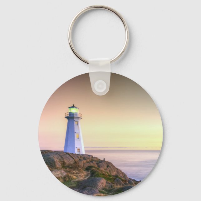 Lighthouse and Sunset Photo Key Ring (Front)
