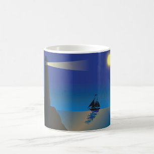 Lighthouse And The Moon Mug