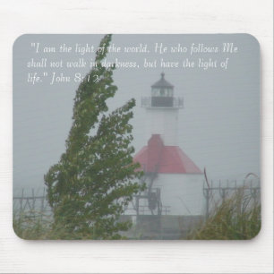 Lighthouse and tree mouse mat