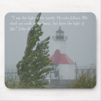Lighthouse and tree mouse mat