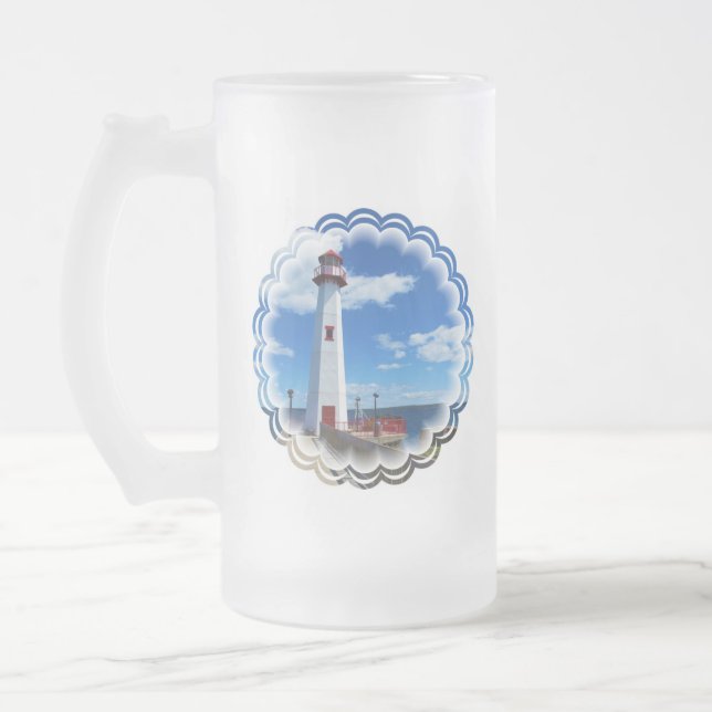 Lighthouse Art Frosted Beer Mug (Left)