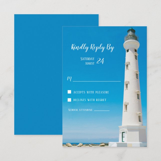 Lighthouse Aruba Destination Wedding RSVP Response Invitation (Front/Back)