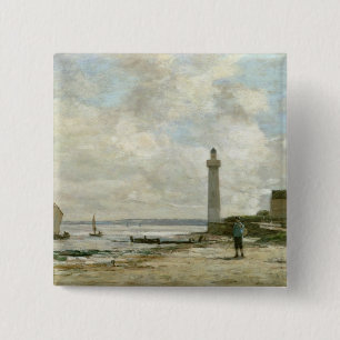 Lighthouse at Honfleur, 1864-66 (oil on panel) 15 Cm Square Badge