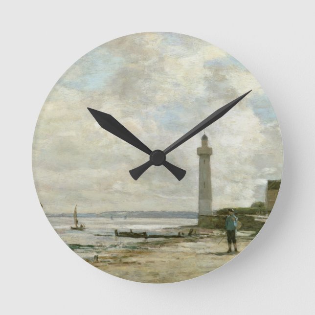 Lighthouse at Honfleur, 1864-66 (oil on panel) Round Clock (Front)