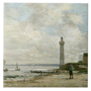 Lighthouse at Honfleur, 1864-66 (oil on panel) Tile