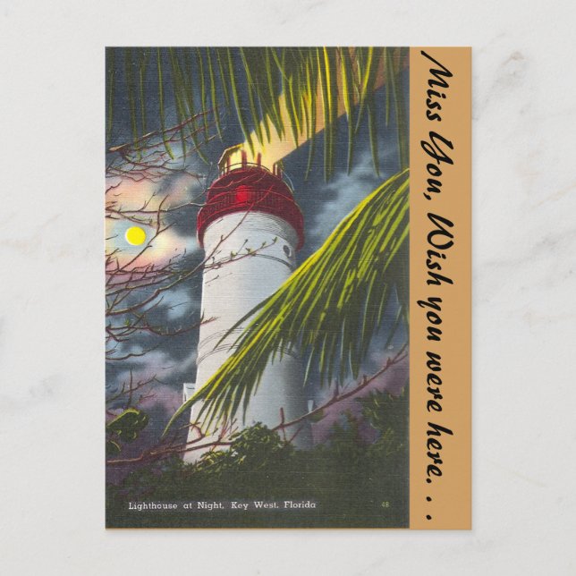Lighthouse at night Key West, Florida Postcard (Front)