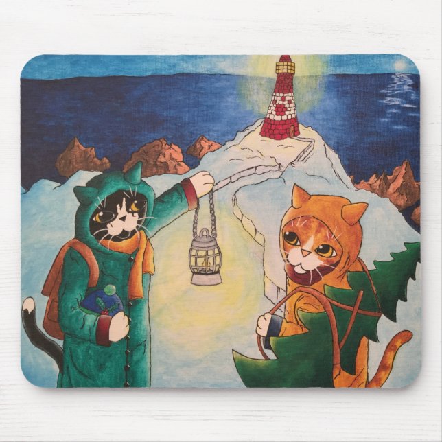 Lighthouse at Night Mouse Mat (Front)