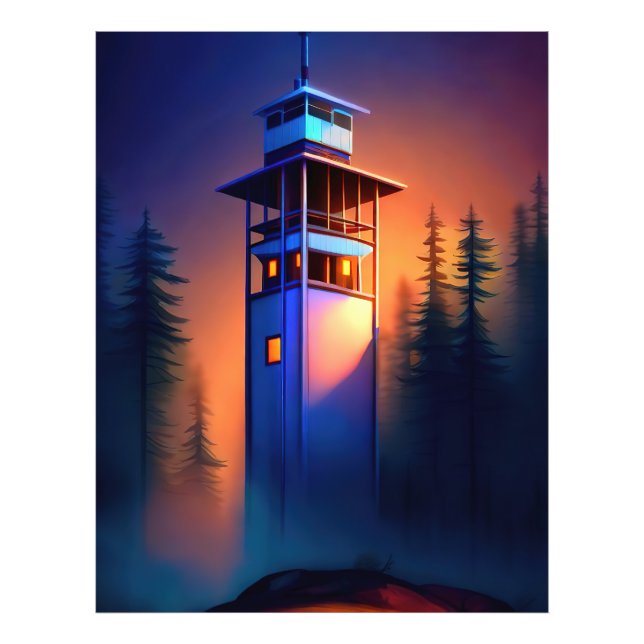 Lighthouse at night photo print (Front)