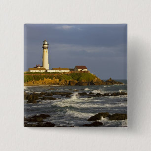 Lighthouse at Pigeon Point State Beach in San 2 15 Cm Square Badge