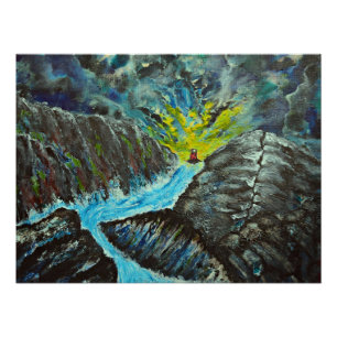 Lighthouse at river mouth poster