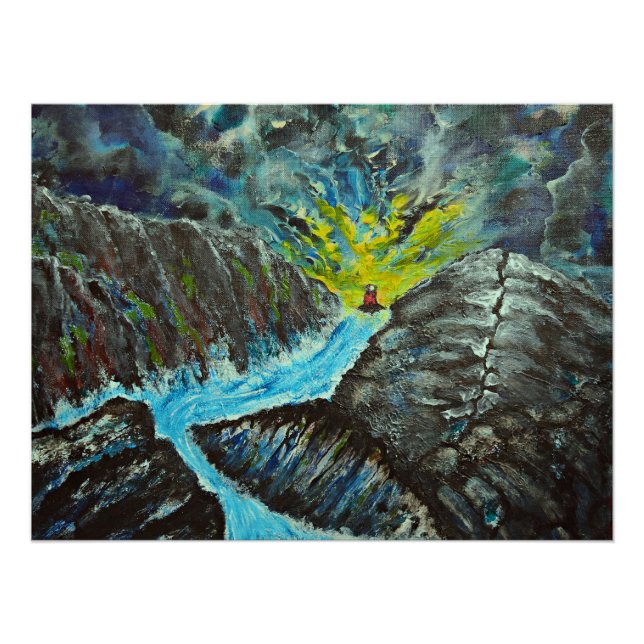 Lighthouse at river mouth poster (Front)