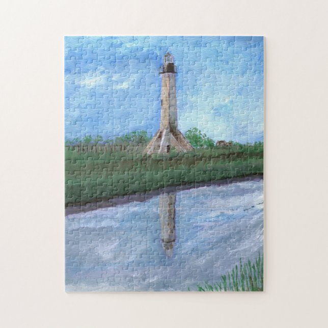 Lighthouse at Sabine Pass, Louisiana Texas Border Jigsaw Puzzle (Vertical)