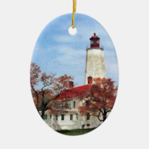Lighthouse at Sandy Hook Ceramic Tree Decoration