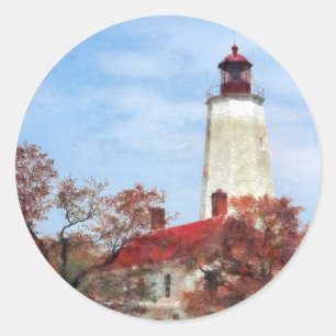 Lighthouse at Sandy Hook Classic Round Sticker
