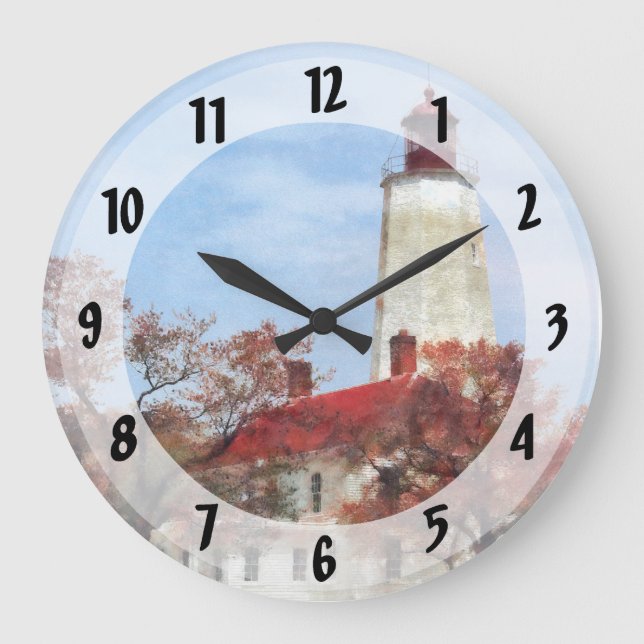 Lighthouse at Sandy Hook Large Clock (Front)