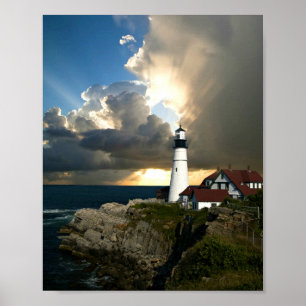 Lighthouse at Sundown Poster