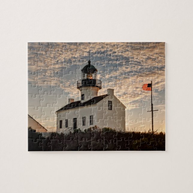 Lighthouse at sunset, California Jigsaw Puzzle (Horizontal)