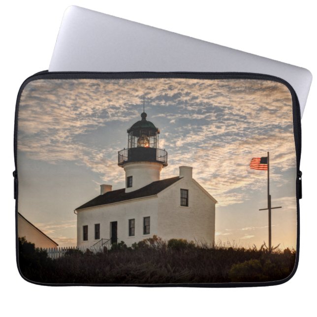 Lighthouse at sunset, California Laptop Sleeve (Front)
