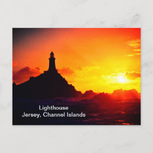 Lighthouse at sunset in Jersey Postcard
