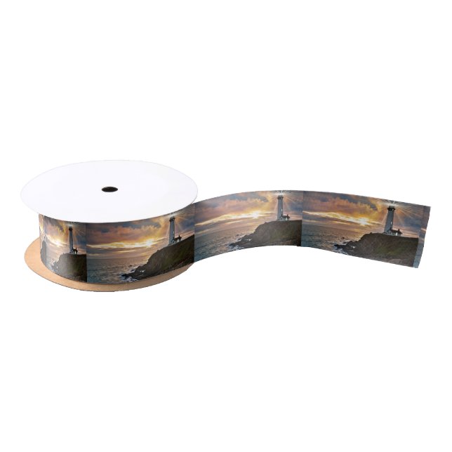 Lighthouse at Sunset Satin Ribbon (Spool)